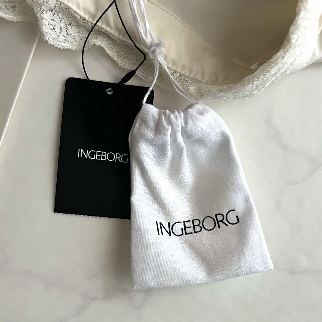 未使用タグ付 24年製 INGEBORG 長袖ブラウス リボン レース刺繍