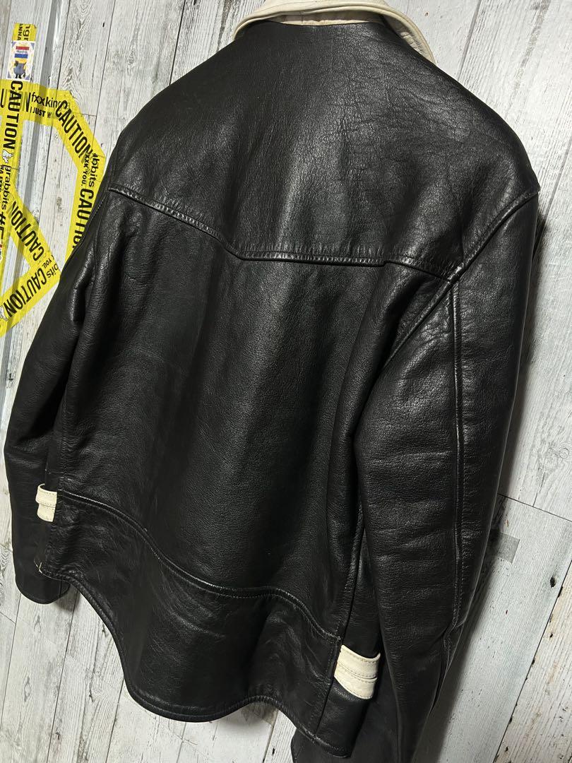 白黒PUNK構築-豪華版極限定 ACDC 切り替え ダブルライダース レザー本革