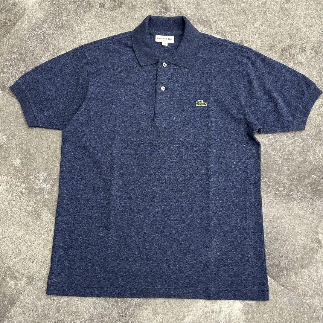 【新品未使用】Lacoste 聖林公司 ポロシャツ ダークインディゴ サイズ3 美品】 ラコステ ポロシャツ 日本製 杢糸 インディゴブルー