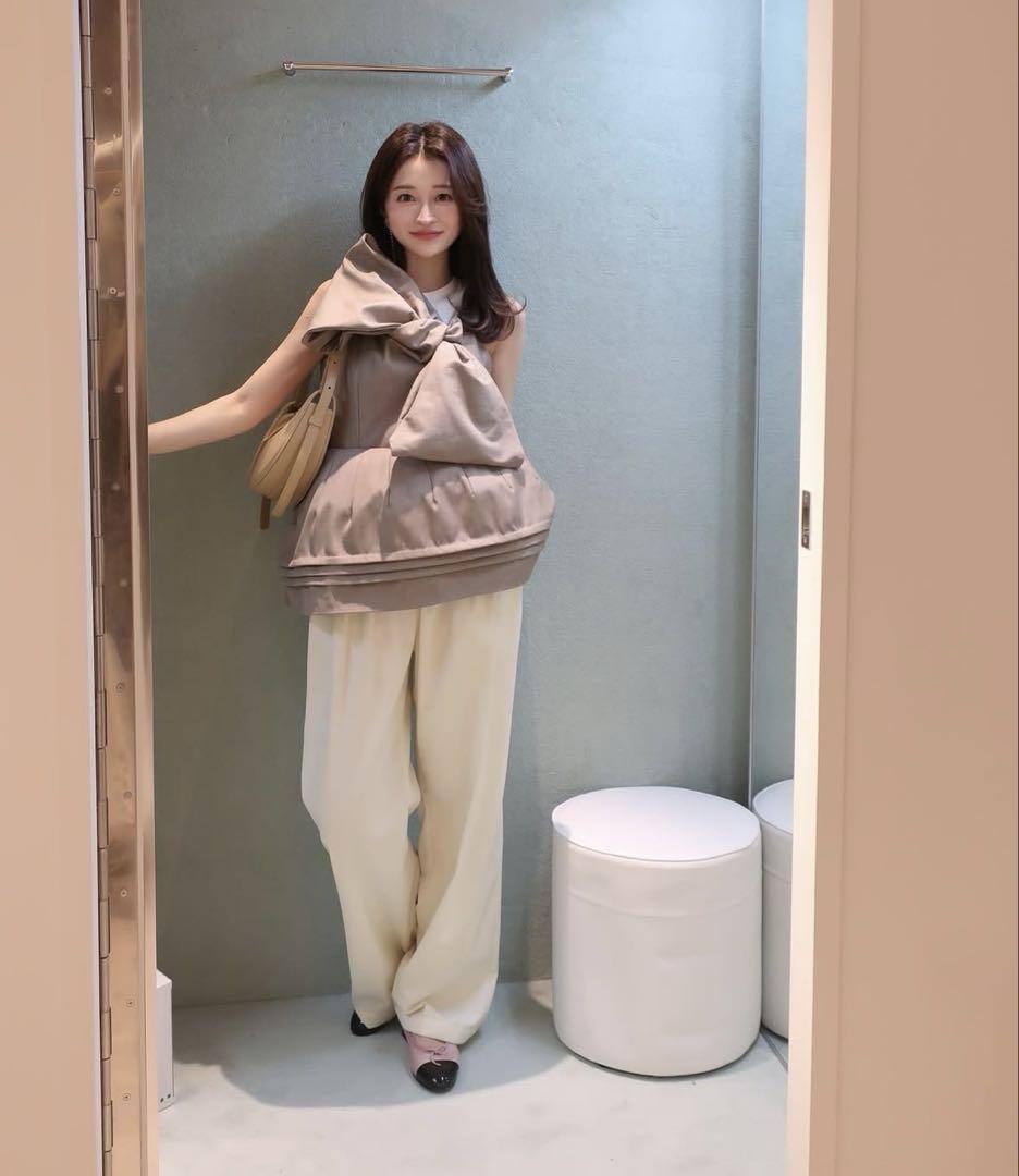 【Bibiy】ビビィ　 SARAH RIBBON TOP ベージュ
