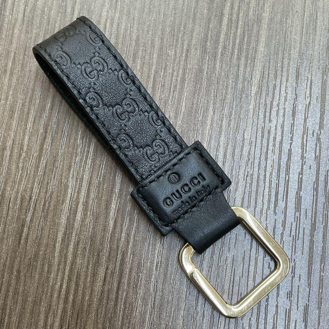 GUCCI キーホルダー 箱付き ブラック メンズ 美品 新品未使用 GUCCI - 新品同様 GUCCI グッチ シマ レザー GG柄 キーリング
