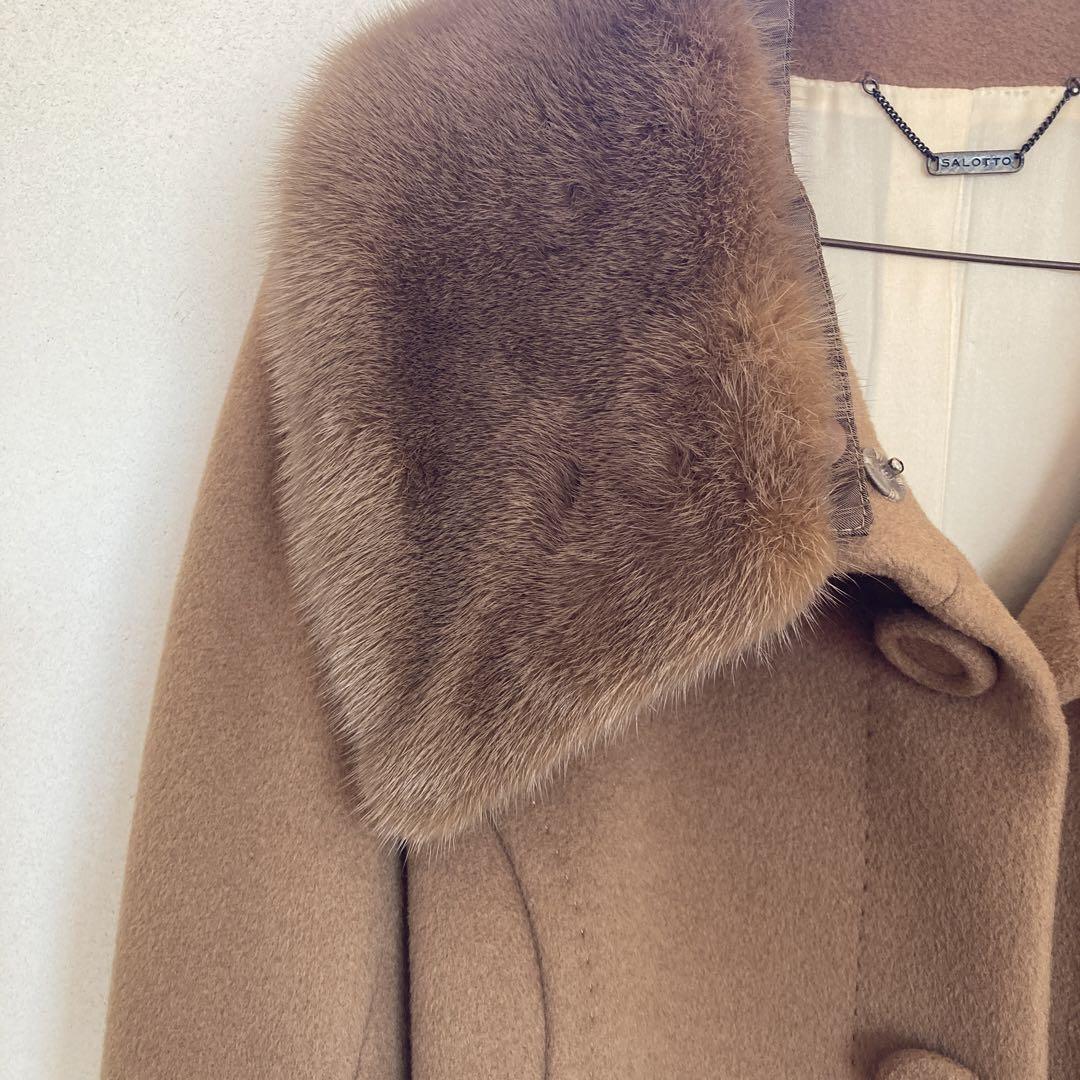 SALOTTO コート⭐️毛皮ミンク　キャメル色　定価20万！