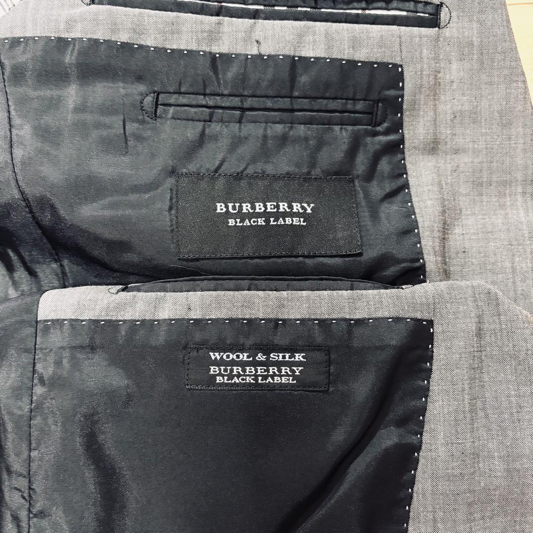 バーバリーブラックレーベル　スーツ　セットアップ　シルク　モヘヤ　グレー　38L