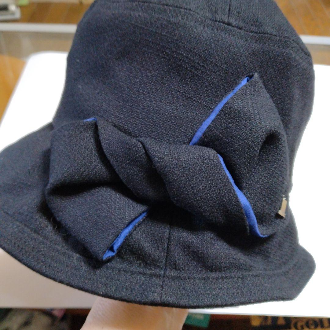 ランバン LANVIN★帽子 ハット 黒 リボン付き 新品・未使用品 LANVIN COLLECTION ランバンコレクション ハット 帽子 USED品