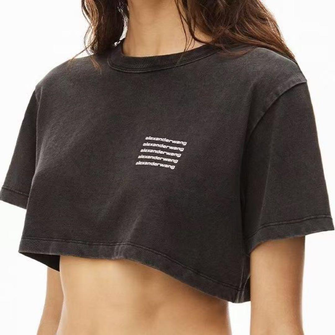 alexanderwang ダークグレー クロップドTシャツ alexanderwang クロップドTシャツ グレー クロップドタンクトップ