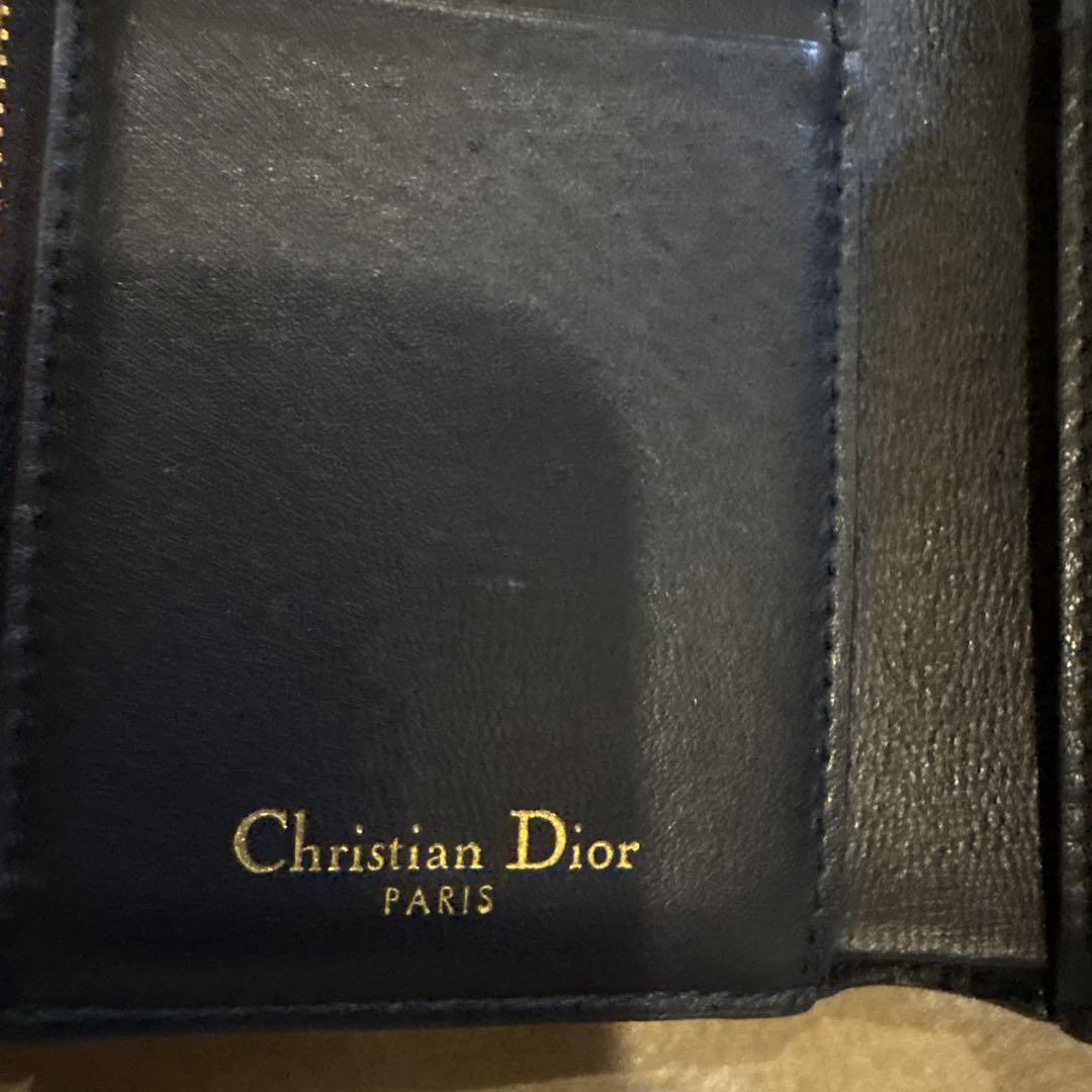 Dior 三つ折り財布 ネイビー/ベージュ ディオール オブリーク 三つ折り財布 ネイビー ベージュ