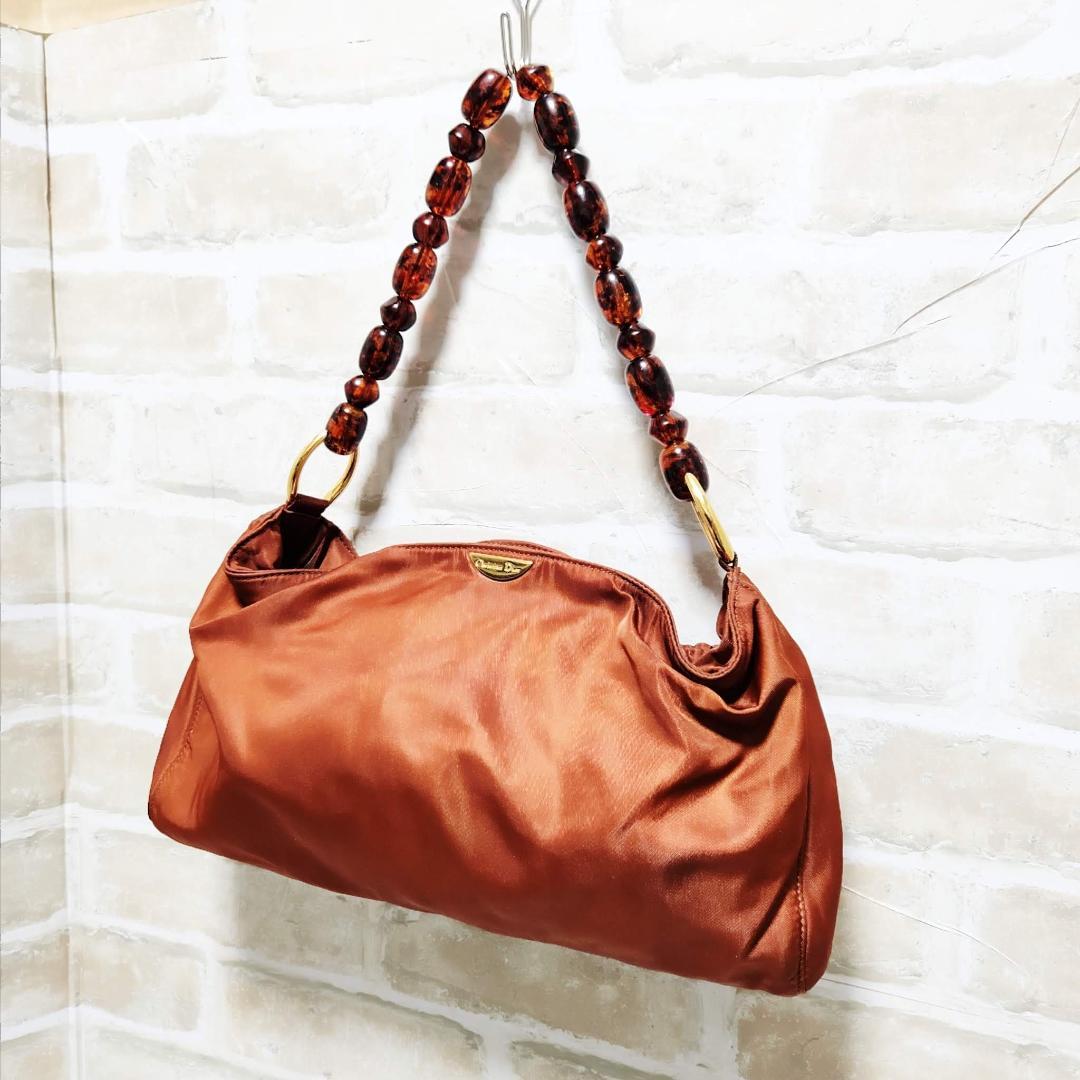 ★OLD DIOR【ディオール】マリスパール ナイロン バッグ アンバー 良品
