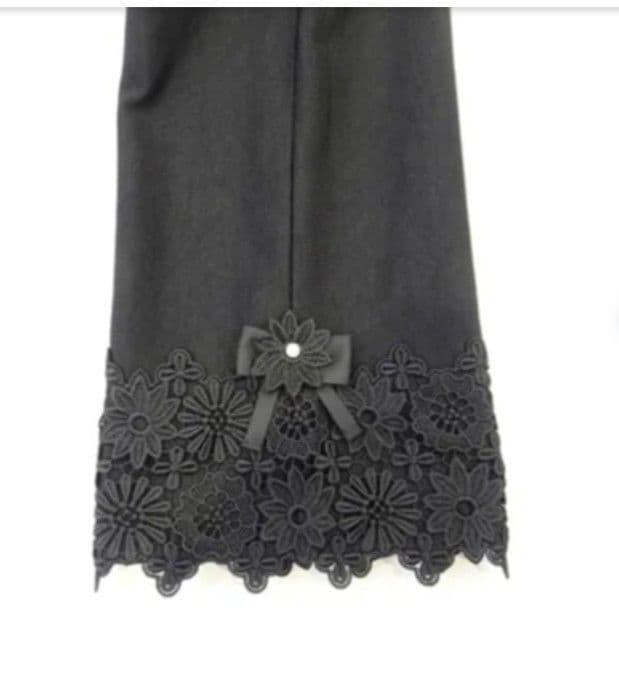 今季物スーパービューティー裏起毛花レースM・super beauty