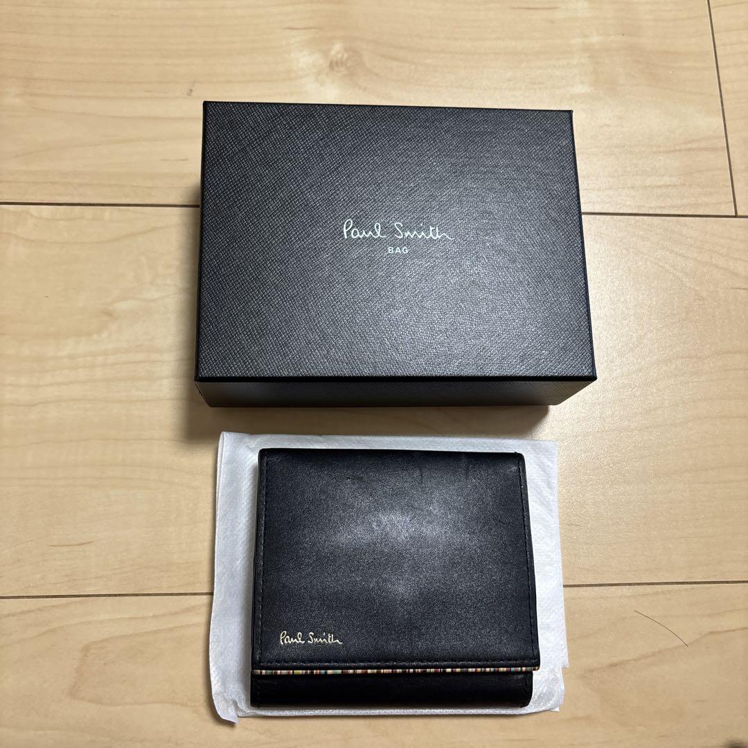 Paul Smith 三つ折り財布 黒 レザー 箱付き - メルカリ