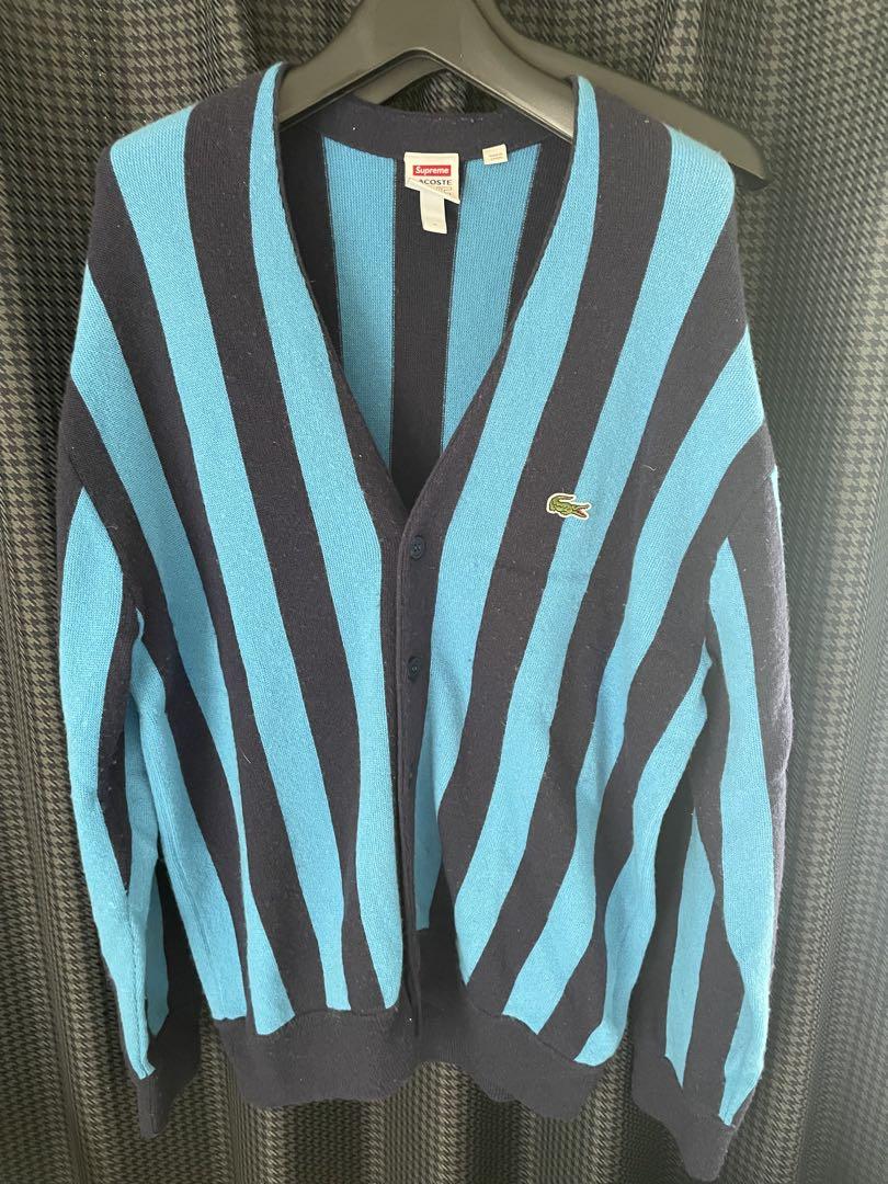 Supreme ストライプ カーディガン M Supreme x Lacoste 青黒ストライプカーディガン M - メルカリ