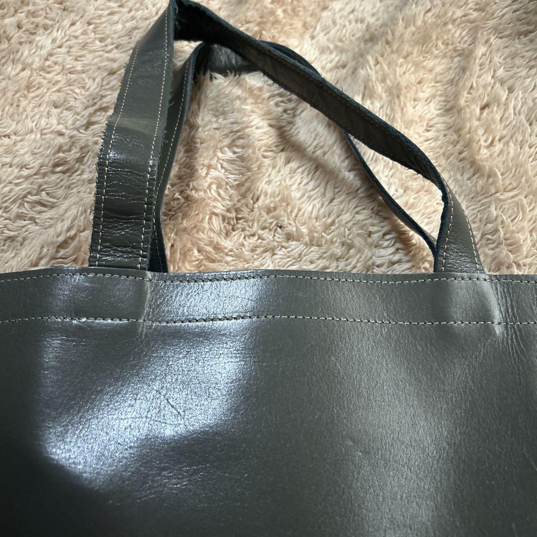 本革グレー レザートートバッグ　美品