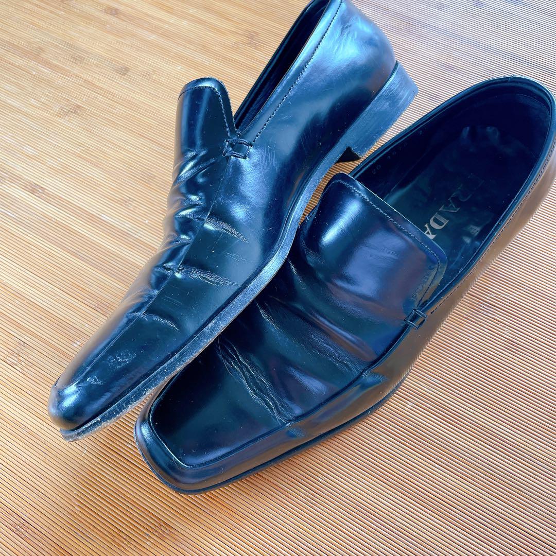 PRADA アーカイブ スクエアトゥ ポインテッド ローファー 27cm相当