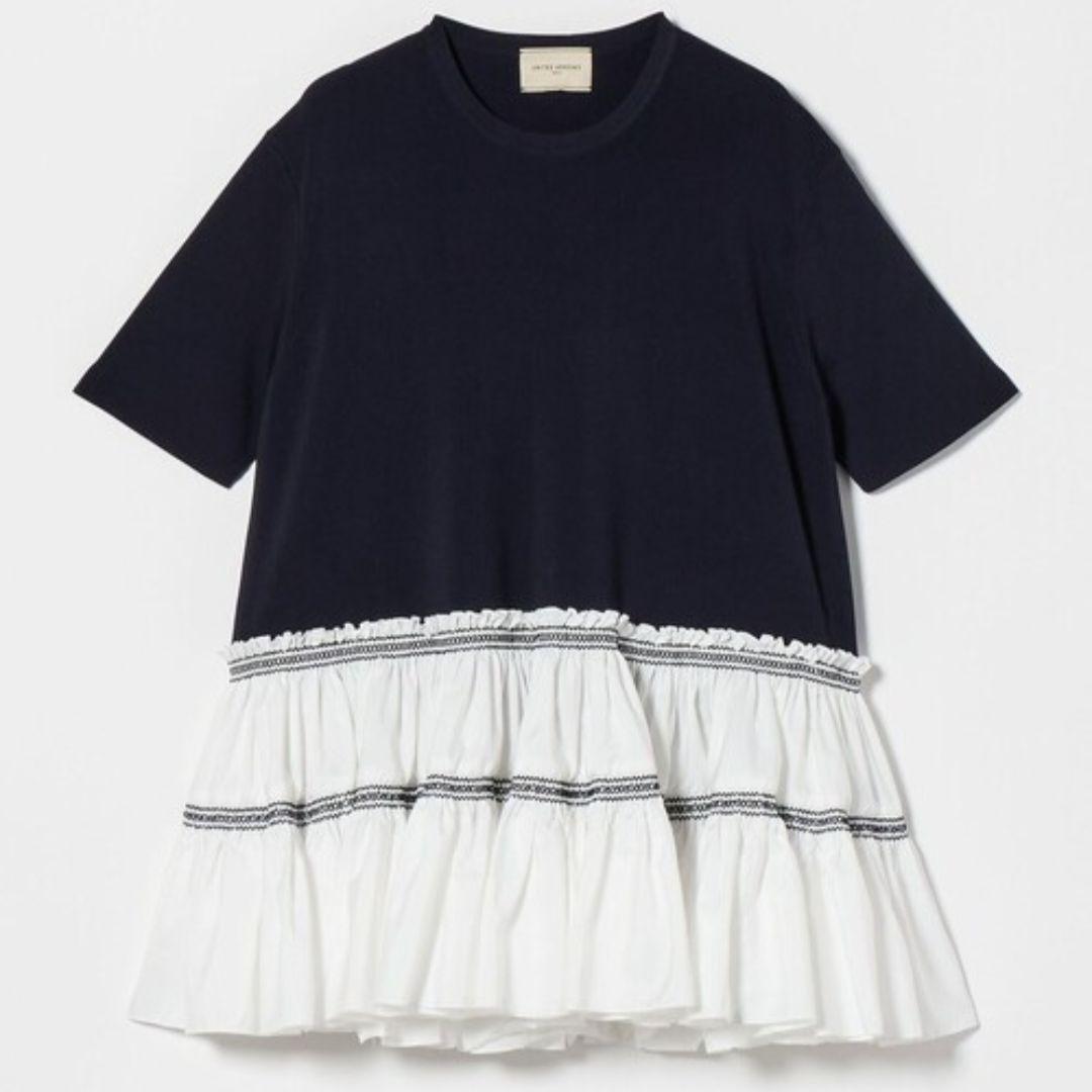 UNITEDARROWS　エンブロ ティアードコンビ ショートスリーブニット