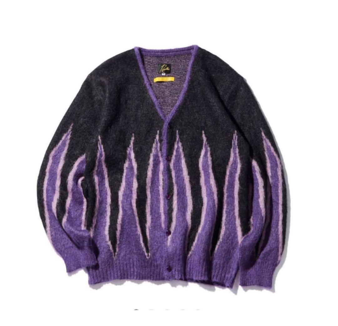 needles union 別注　モヘア　カーディガン　パープル　ブラック　XL