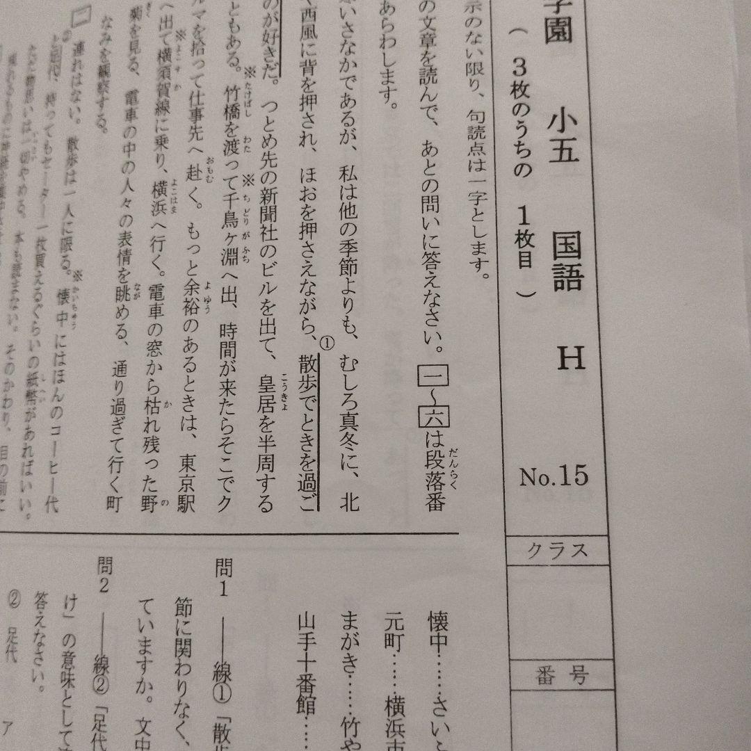 2024年度最新 浜学園小5 復習テストH 国語1年分 - メルカリ