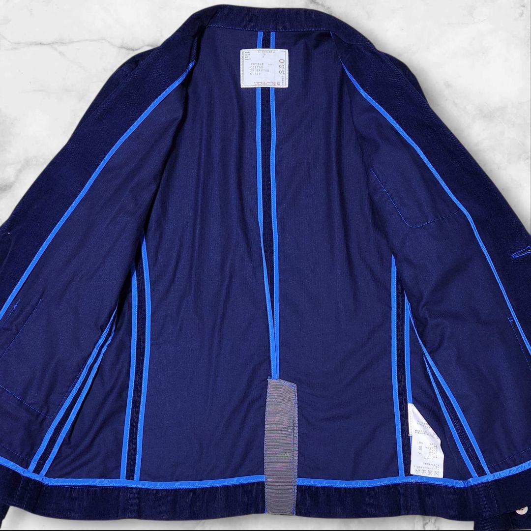 美品 sacai サカイ コーデュロイ テーラードジャケット 切替 ネイビー