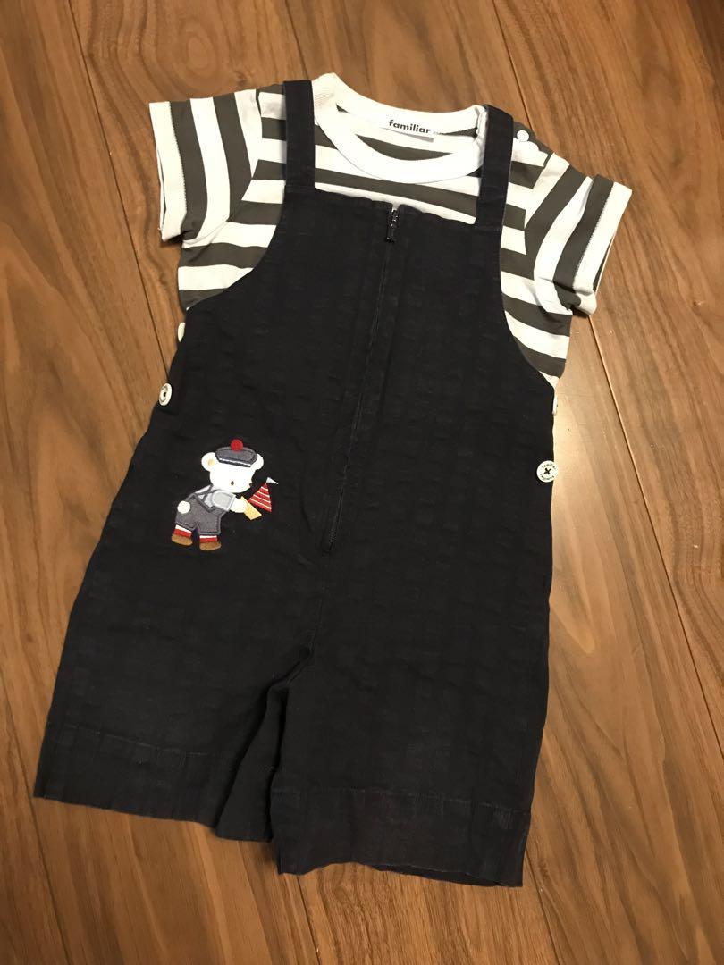 現行品 ファミリア サロペット90オーバーオール 新品 Tシャツ80