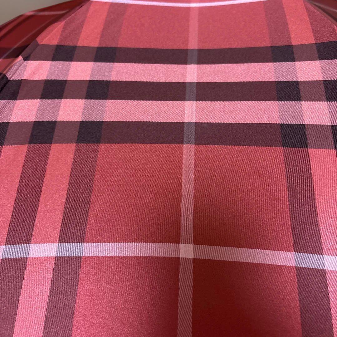 BURBERRY 赤 チェック柄 長傘 - メルカリ