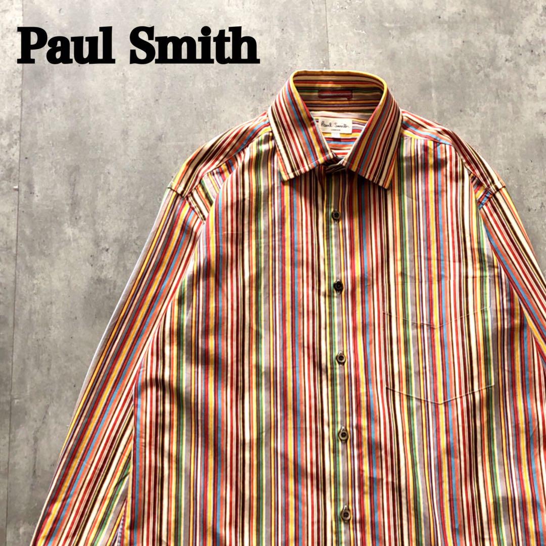 ポールスミス Paul Smith 日本製 マルチストライプ 総柄 長袖シャツ
