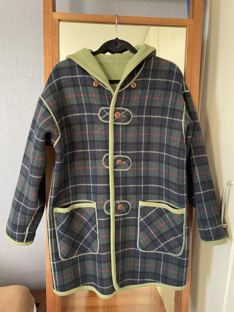 元町チャーミングコート リバーシブルウールリバー チェック