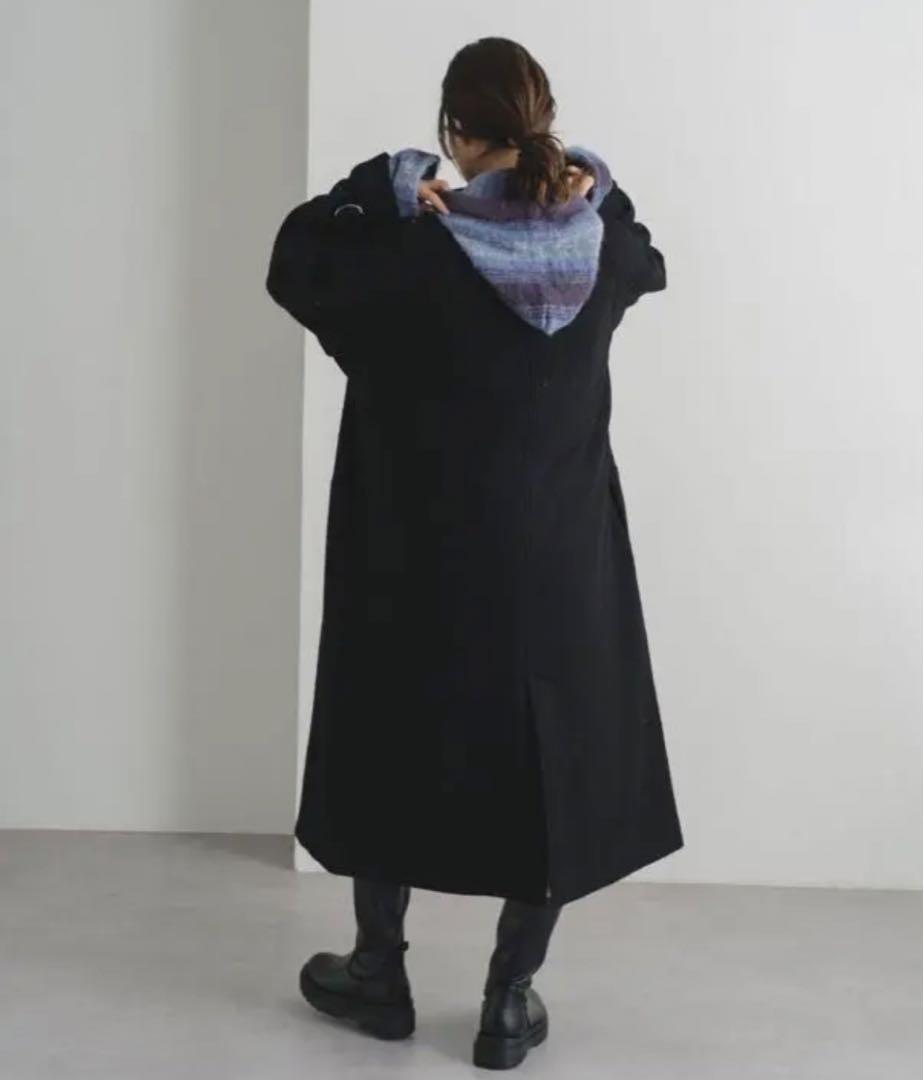 完売品】kastane ロングコート ウール混ハイネックロングコート
