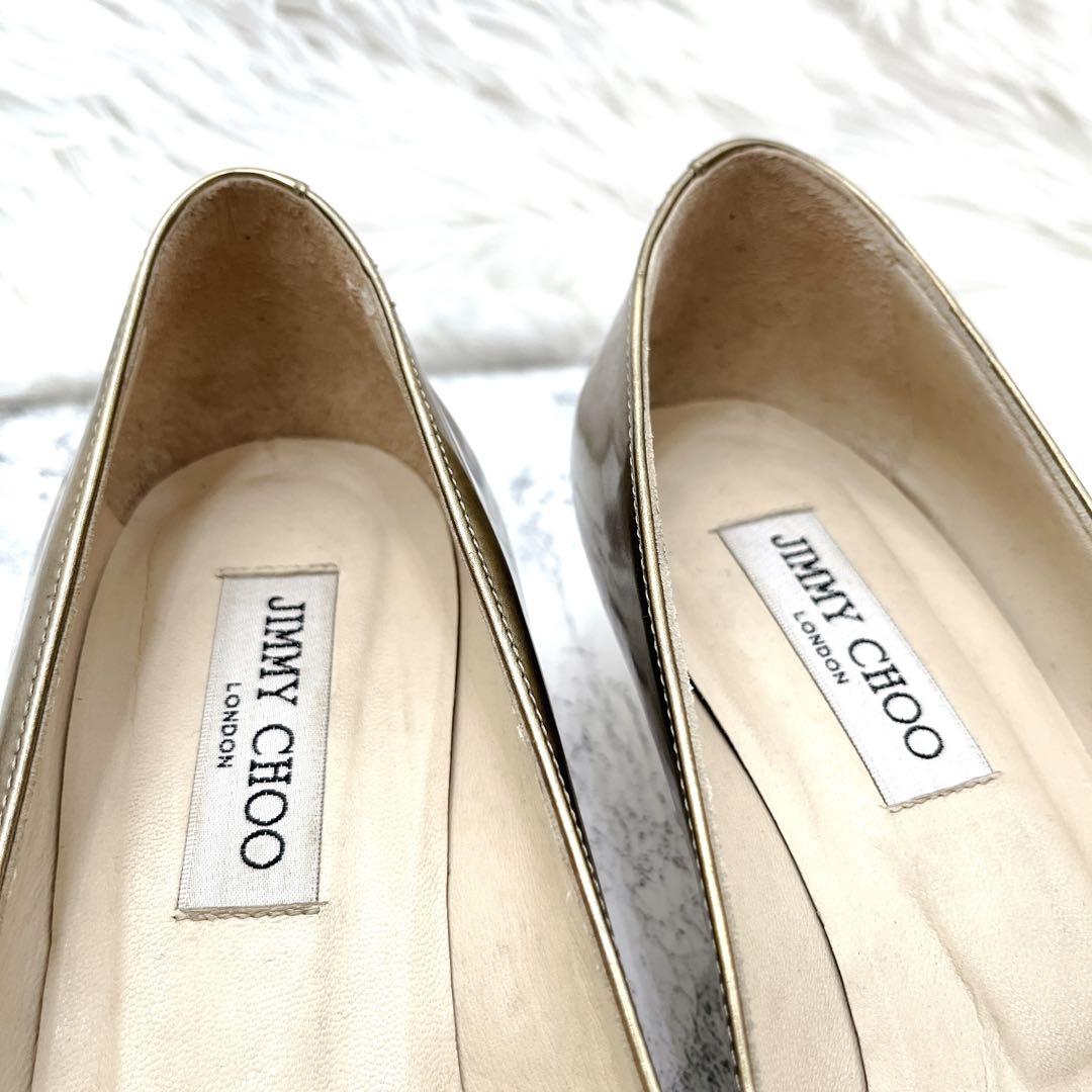 JIMMY CHOO ジミーチュウ パンプス ゴールド 金 ローヒール 25.5