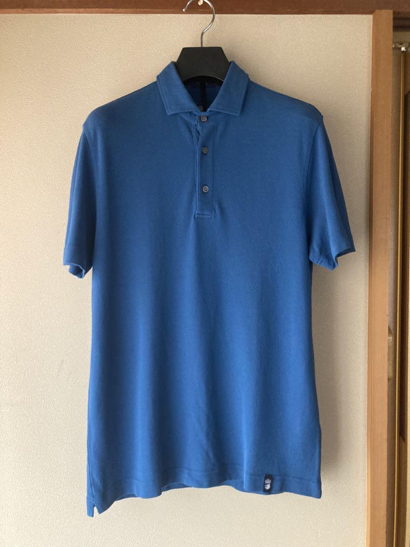 新品 Drumohr ドライコットン 鹿の子 半袖 ポロシャツ ブルー 青 M