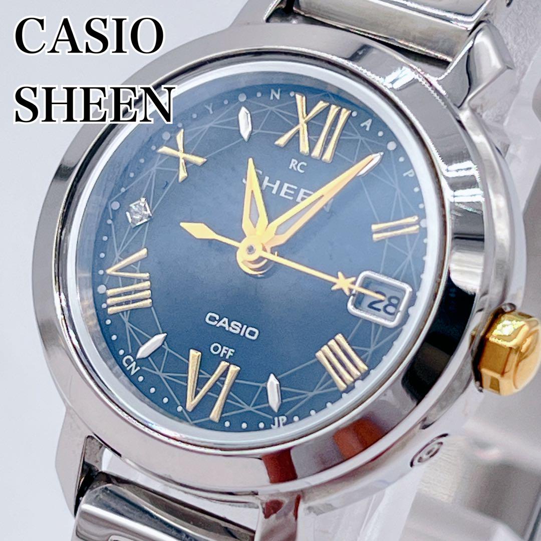 極美品・稼働品】CASIO SHEEN ソーラー電波時計 箱・コマ付
