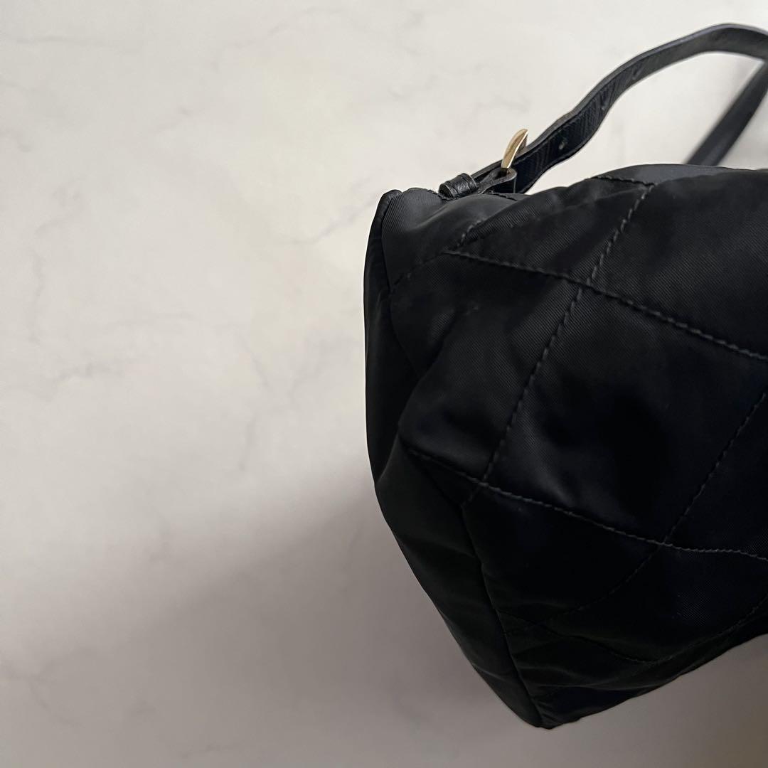 PRADA キルティング リュック 三角プレート ナイロン ブラック レザー
