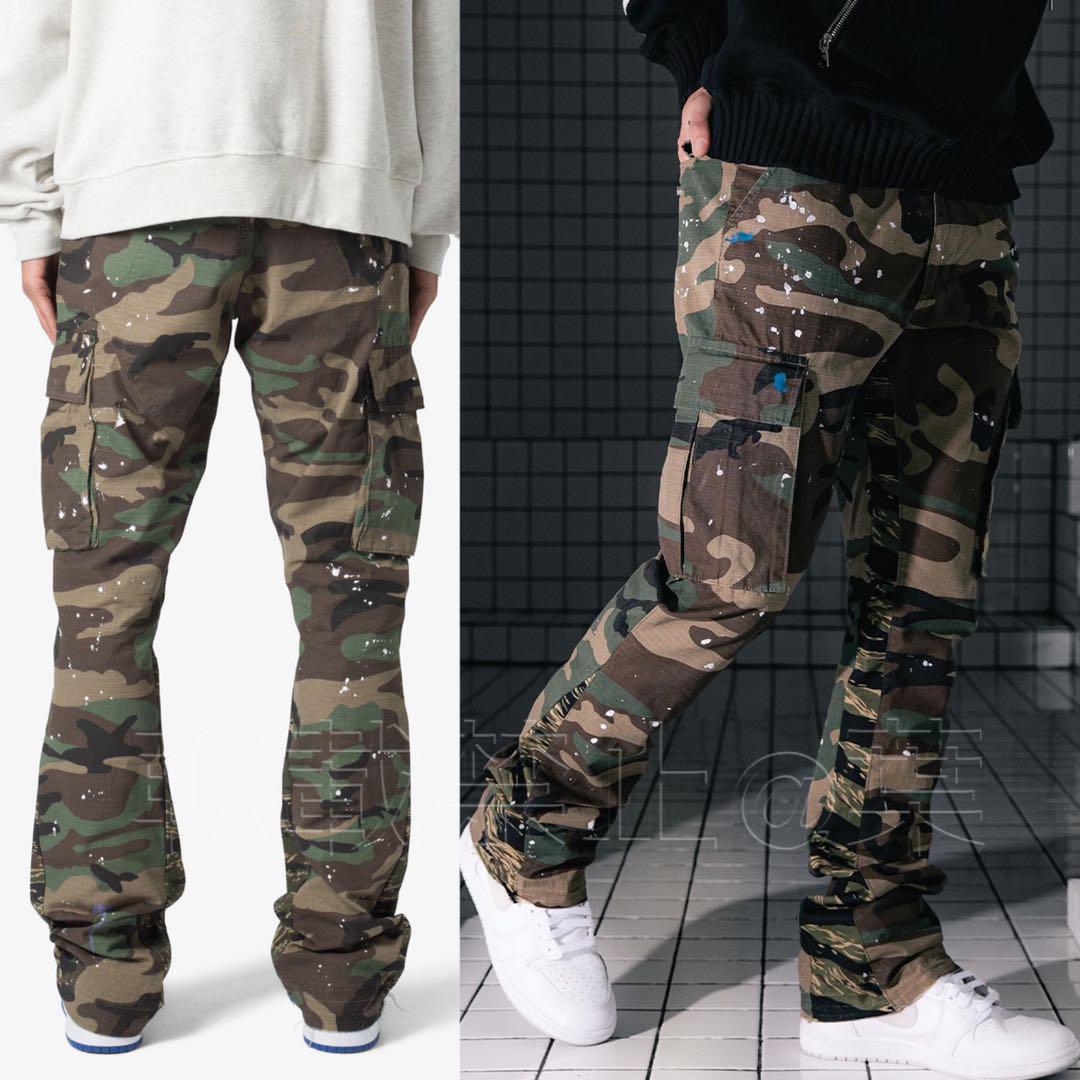 mnml ミニマル 迷彩 スプラッシュペイントフレアカーゴパンツ 31 新品 M