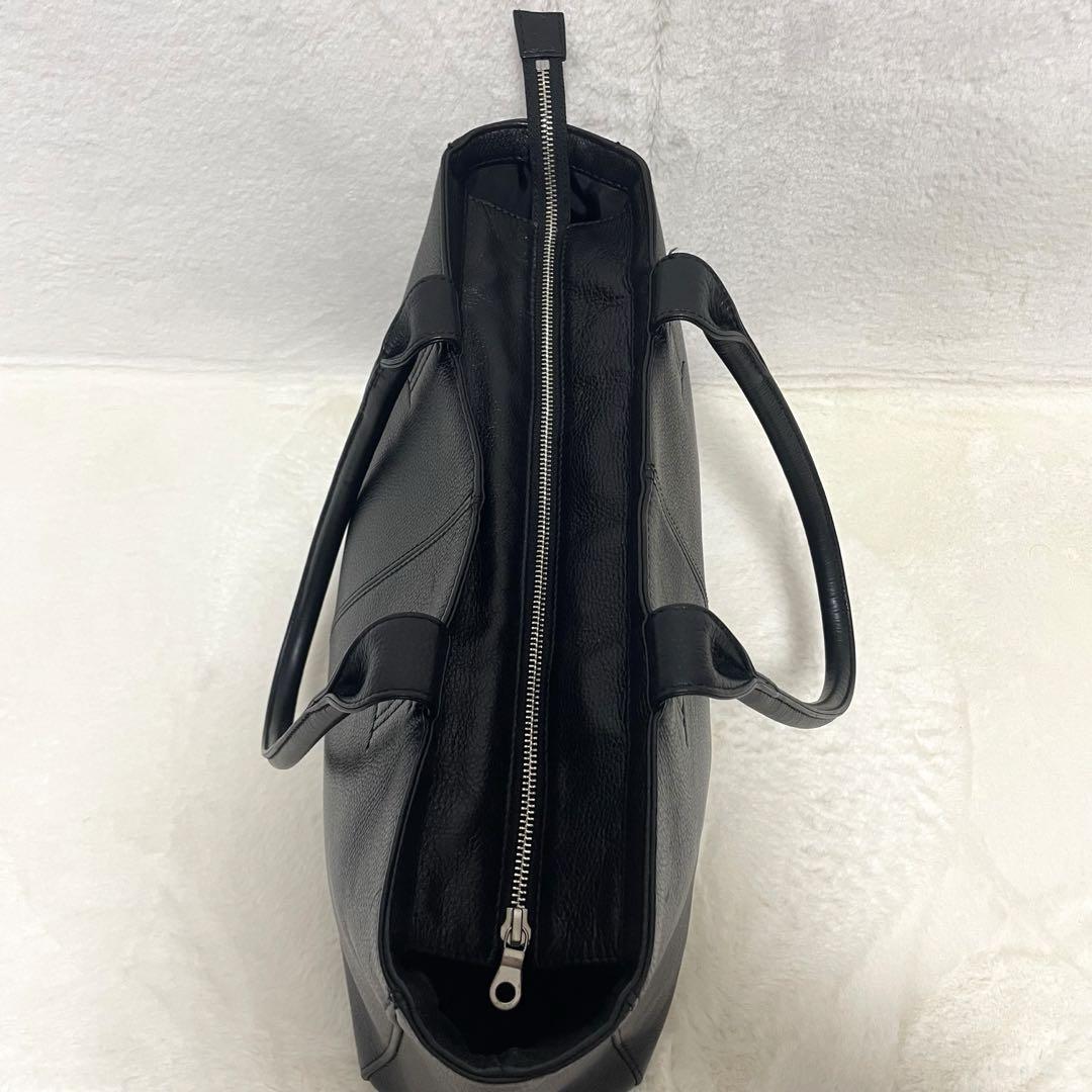 美品》SHIPS シップス 肩掛け ビジネス トートバッグ シボ 本革