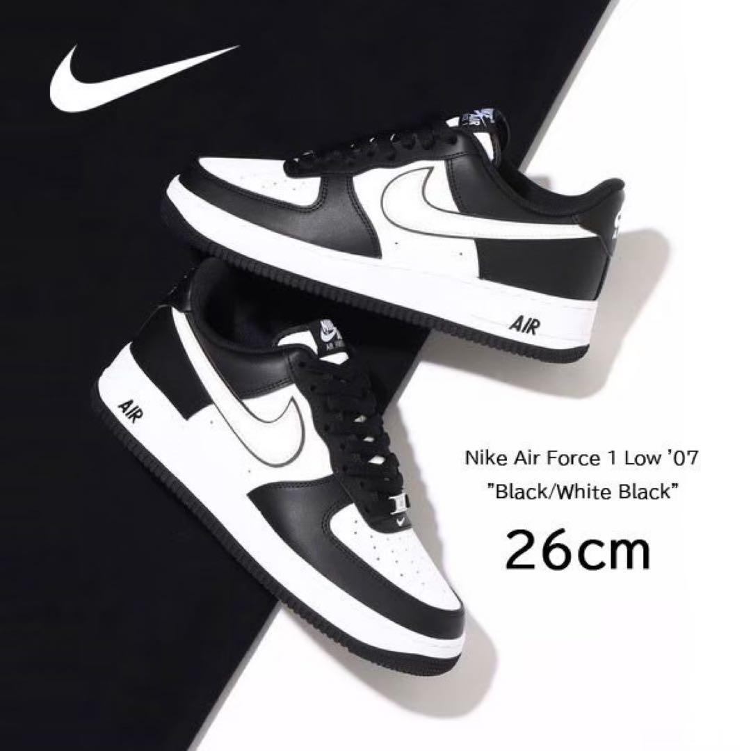 【新品】26cm NIKE エアフォース1ロー ブラック/ホワイト ブラック