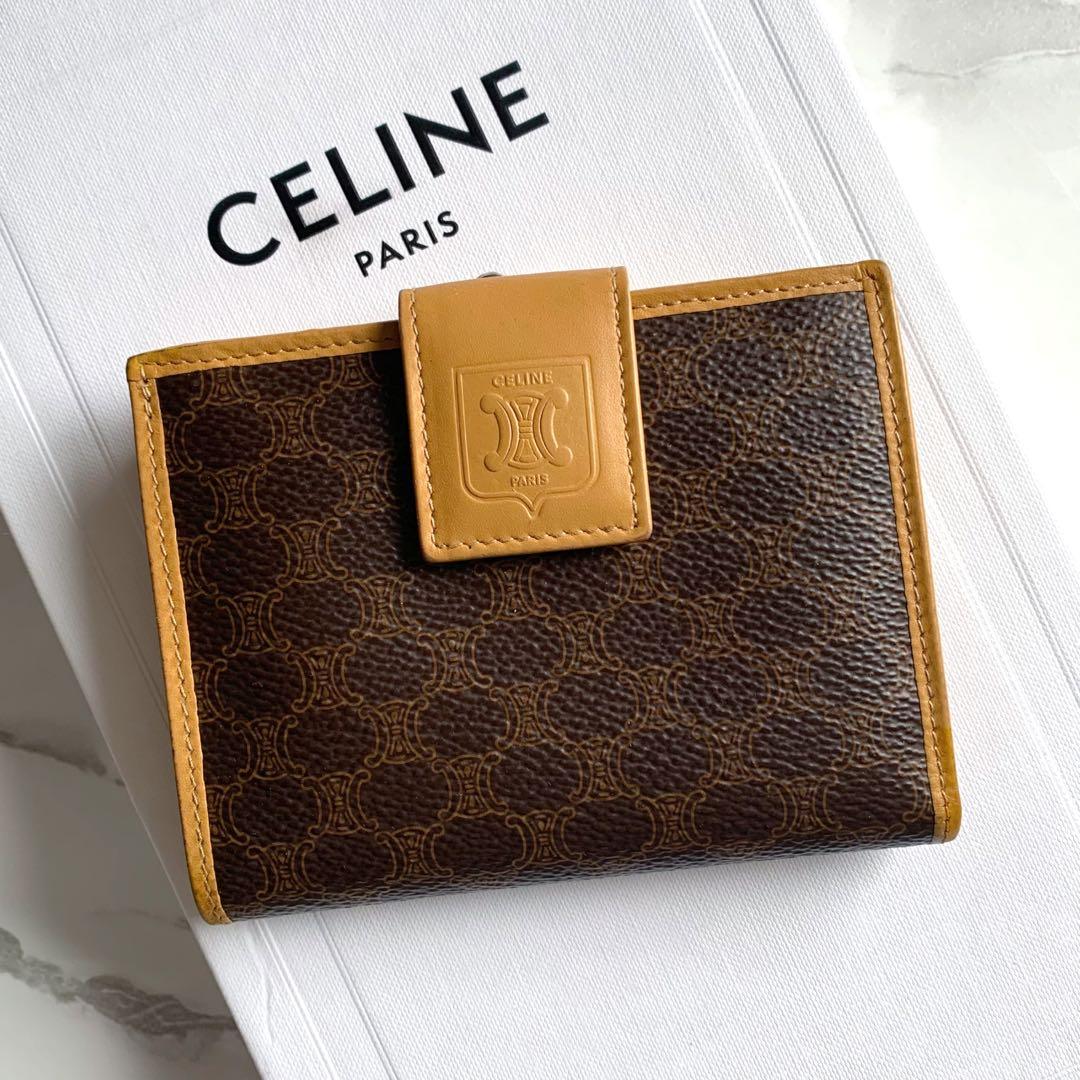 セリーヌ　マカダム　二つ折り財布　コンパクト