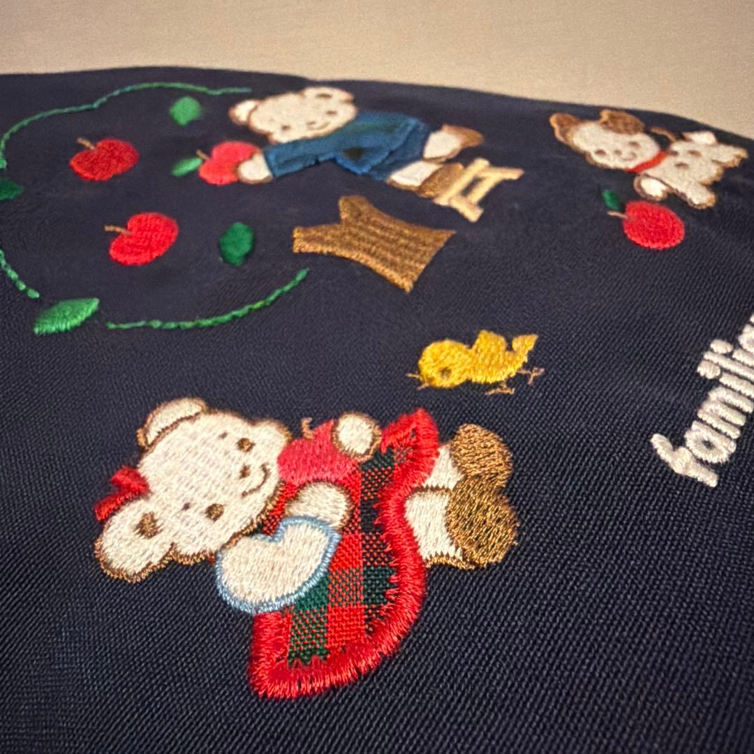 familiar 刺繍手提げ袋 ランチ バッグ トートネイビー