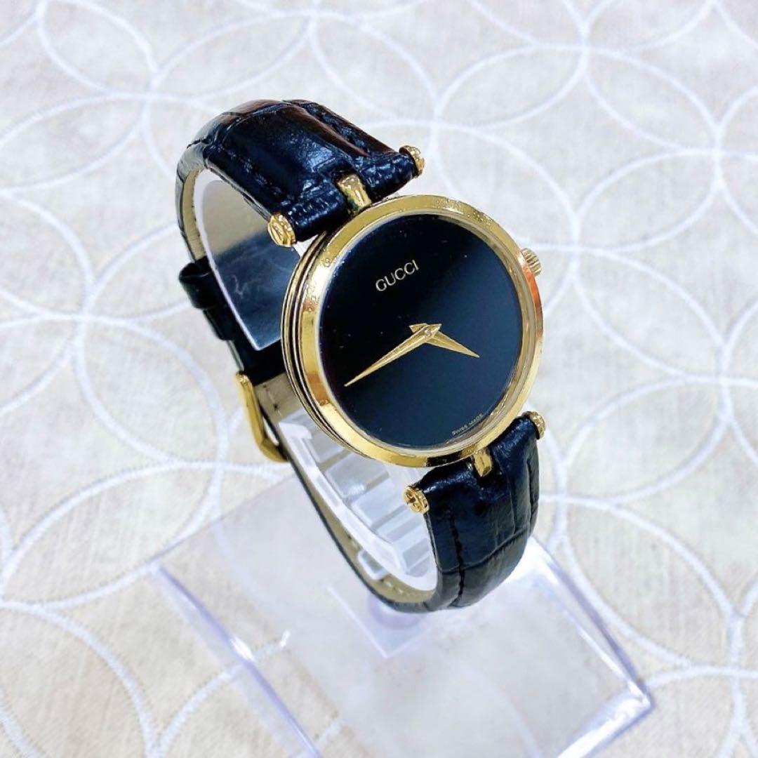 31-7☆美品☆ GUCCI 2000M 腕時計 シェリーライン 黒