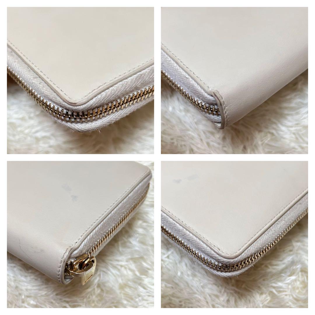 付属品完備 サンローラン ラウンドファスナー長財布 カサンドラYSL ベージュ