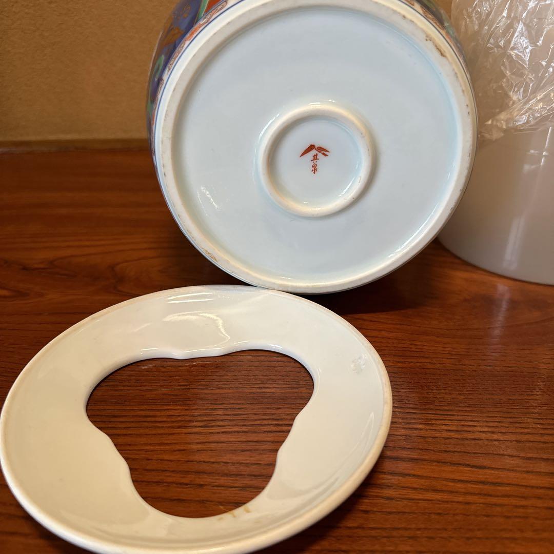 其泉　赤絵 金襴手 屑箱 ごみ箱