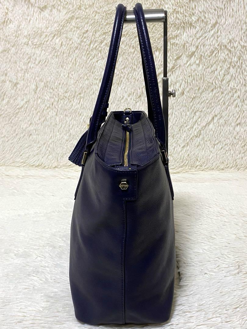 TORY BURCH タッセル トートバッグ パープル　ハンドバッグ A4収納 TORY BURCH タッセル トートバッグ パープル ハンドバッグ A4