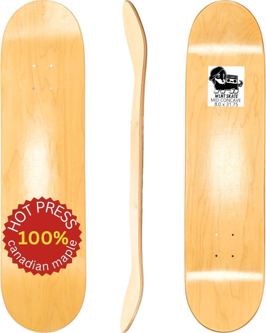 WLNTSKATE 8.0 インチ スケボー デッキ カナディアン メープル