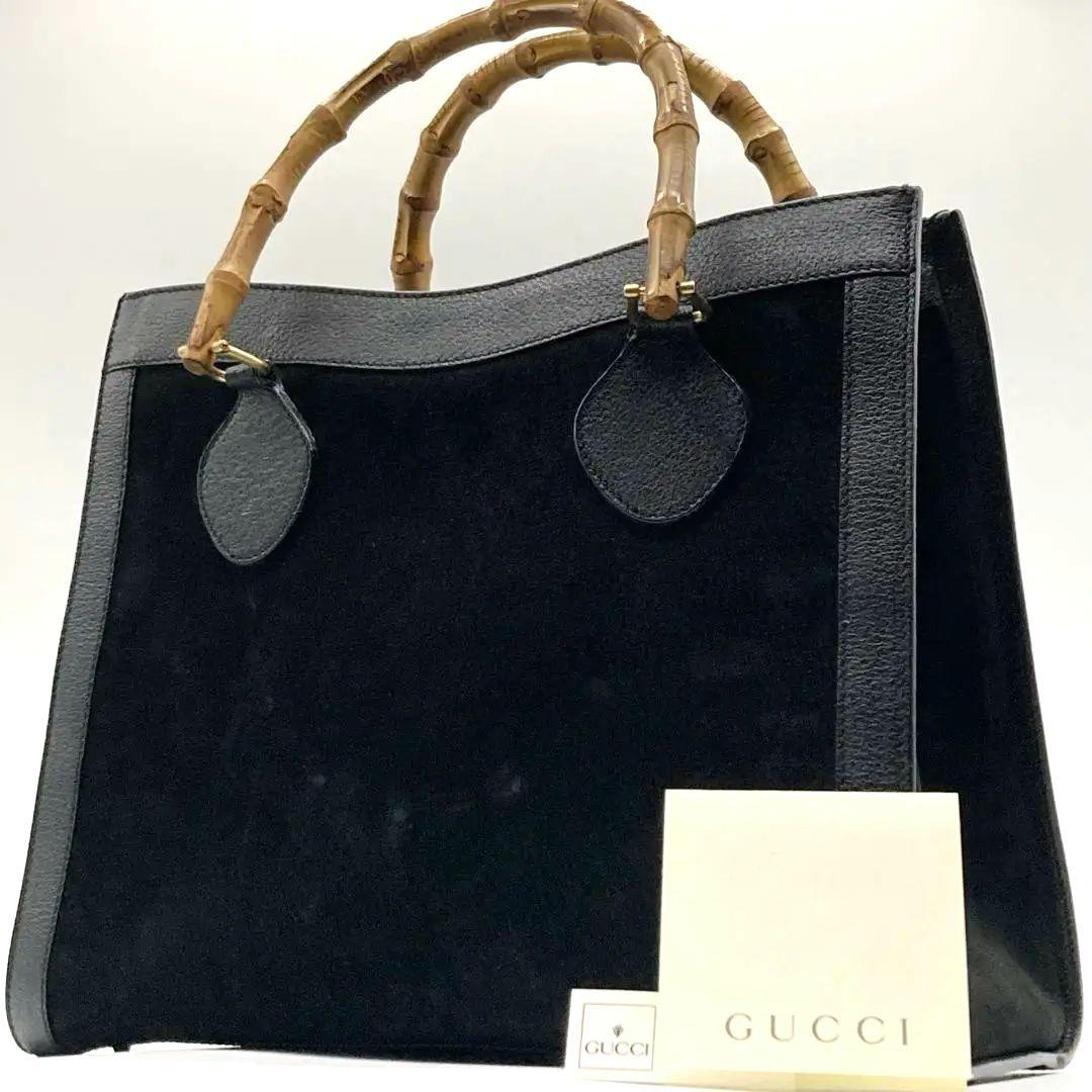 ✨美品✨GUCCI ダイアナ ハンドバッグ レザー バンブー スエード 黒 美品】GUCCI ハンドバッグ ダイアナ スエード レザー バンブー
