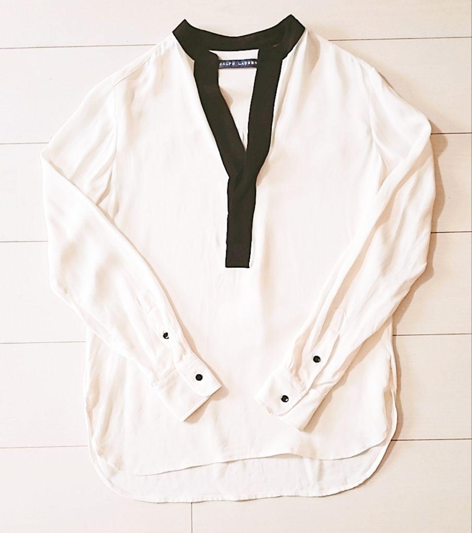 D221883 RALPH LAUREN ロングスリーブ シルクブラウス