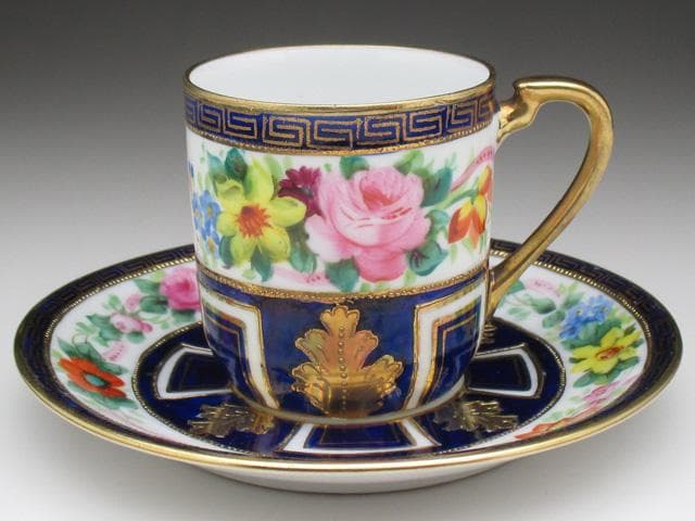 オールドノリタケ 金盛上ヤシの木湖畔 トリオ カップ ソーサー オールドノリタケ 金盛上ヤシの木湖畔 トリオ カップ ソーサー