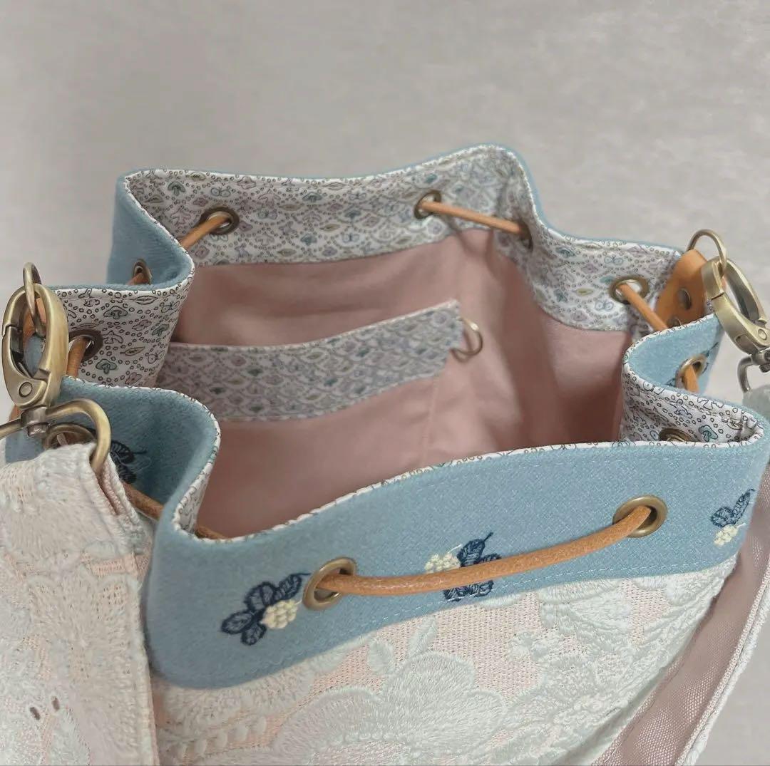 ハンドメイド ミナペルホネン ドローストリングバッグ⑅︎◡̈︎*