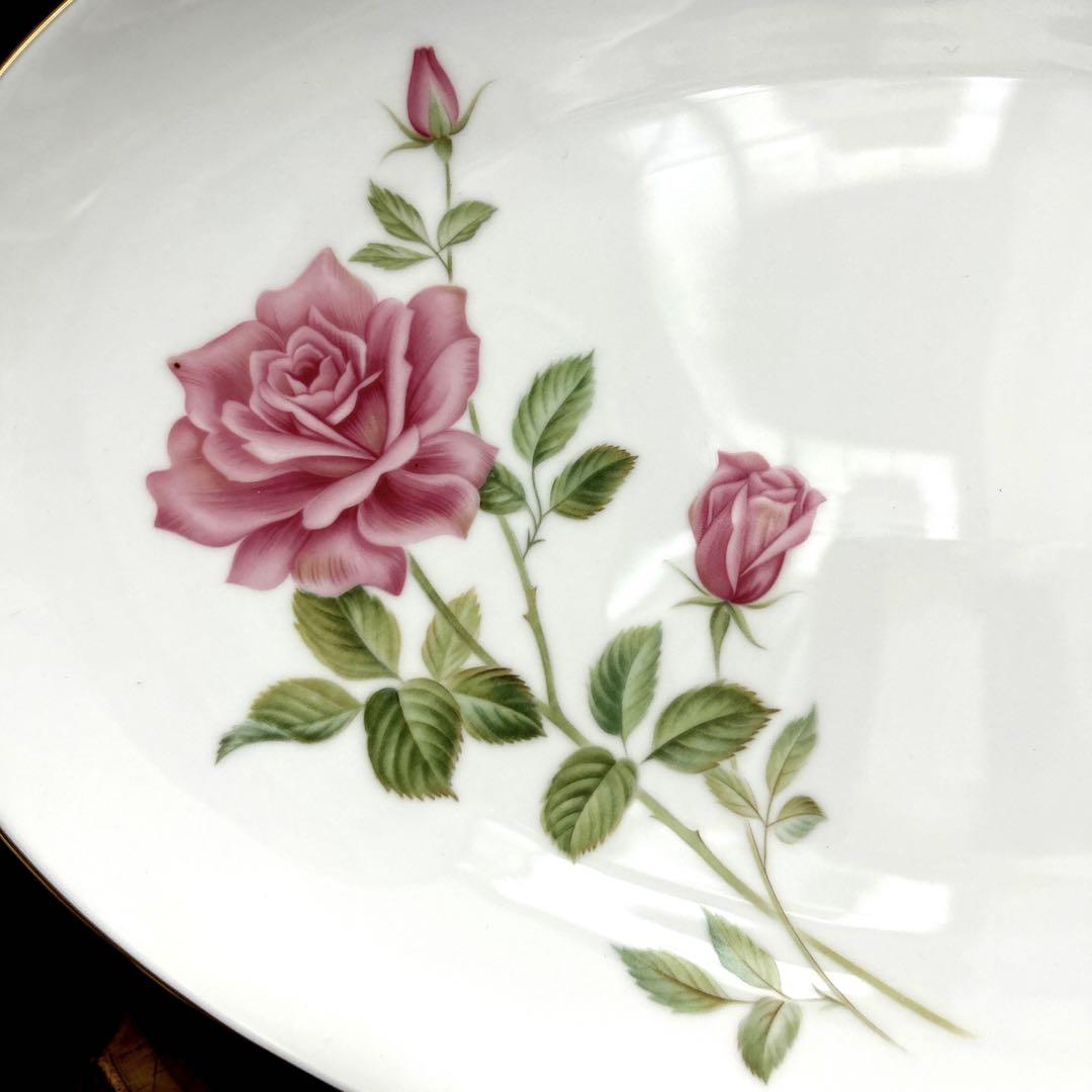 明治時代】オールドノリタケメープルリーフ金彩脚付薔薇図プレート