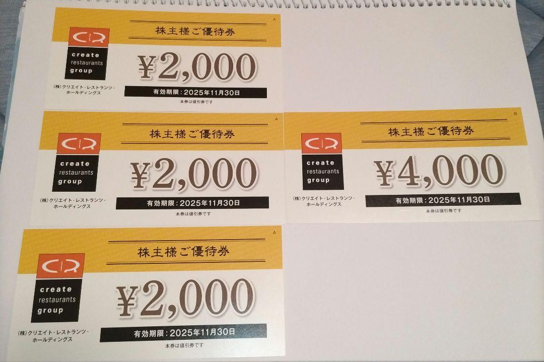 クリエイト・レストランツ　　優待券　10000円分