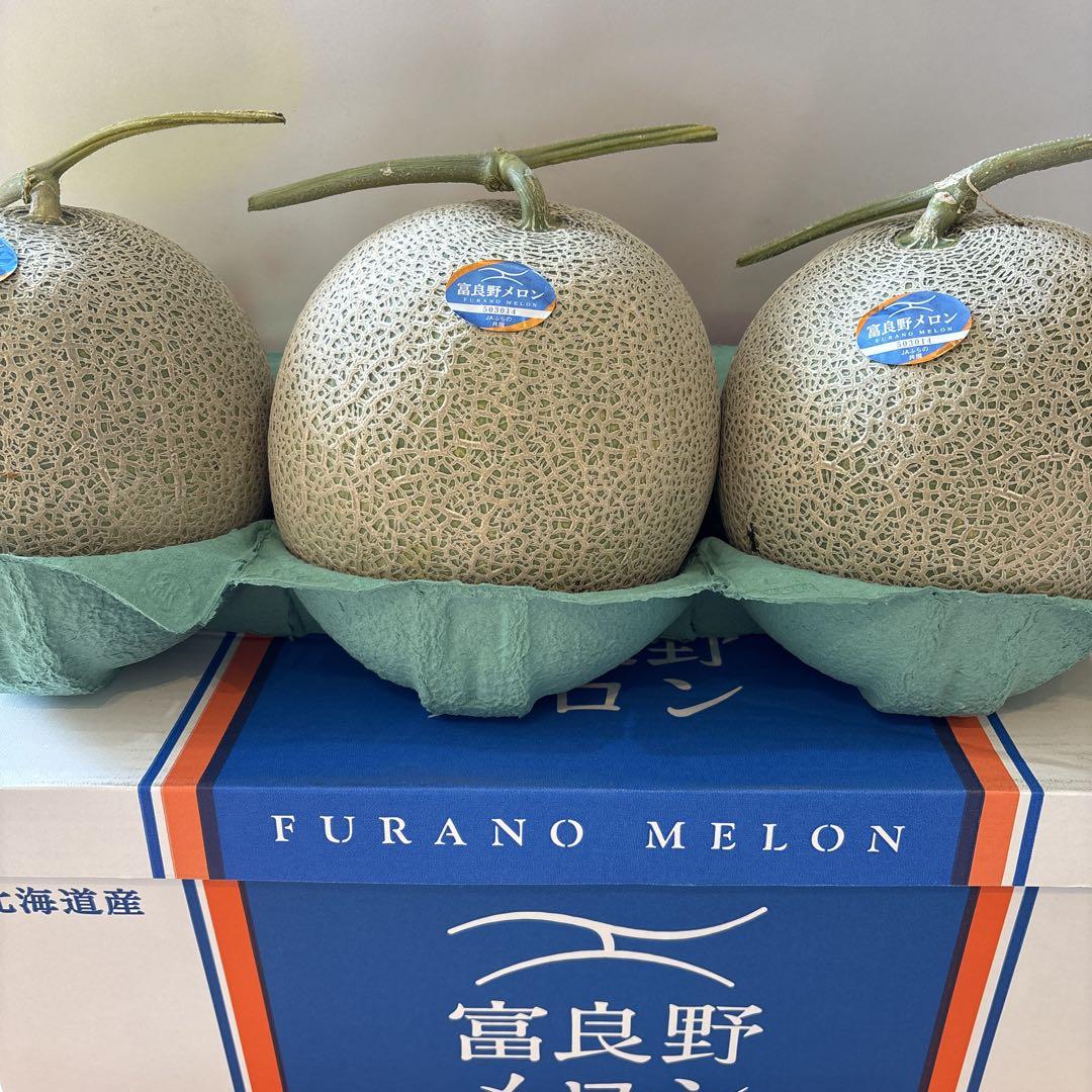超特大!!!! 北海道富良野メロン 品種：ルピアレッド 3玉8キロ