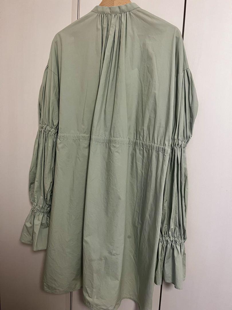 ENFOLD☆COブロード ギャザーオーバーBLOUSE 38 ライトグリーン