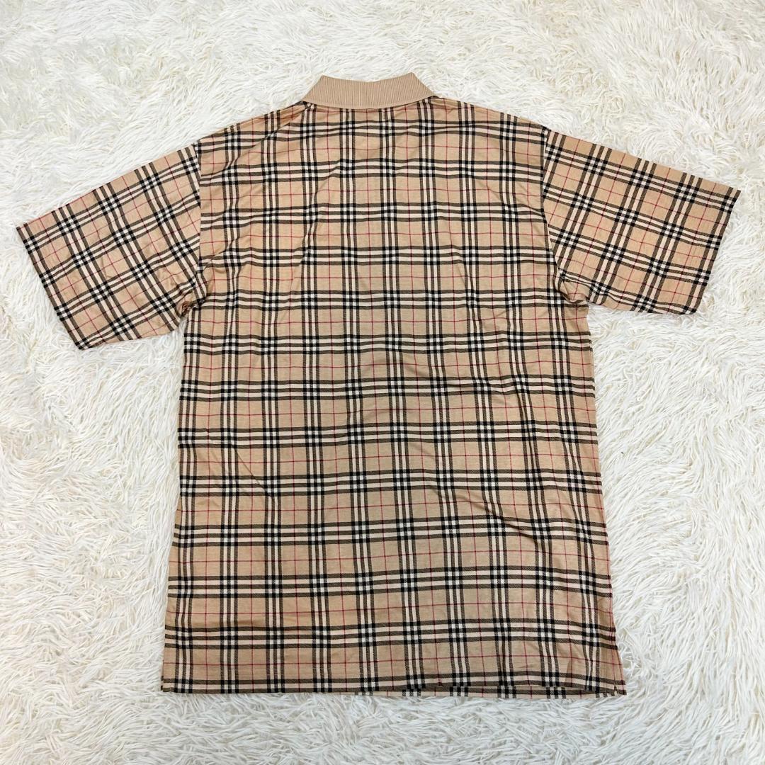 新品タグ付　バーバリー　ポロシャツ　ノバチェック　デッドストック　刺繍ロゴ　M
