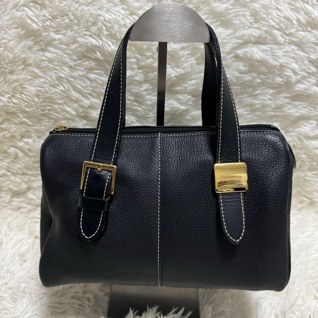 BURBERRY  ハンドバッグ　ミニボストン　内ノバチェック　レザー　金具