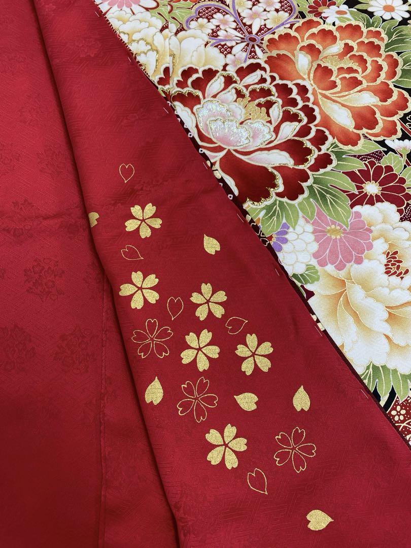 振袖 仮絵羽 舞台衣装 金彩 刺繍 紋意匠 正絹 未仕立て品 八掛